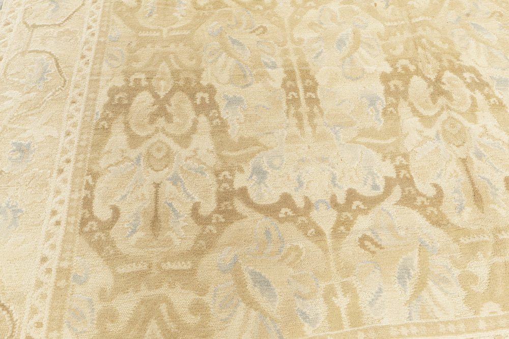 Doris Leslie Blau Collection Alhambra Design Beige and Blue Handmade Wool Rug N10336