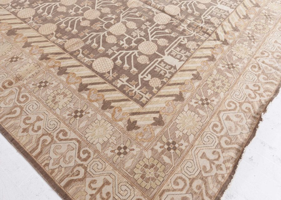 Doris Leslie Blau Collection Samarkand Beige and Brown Hand Knotted Wool Rug N10345