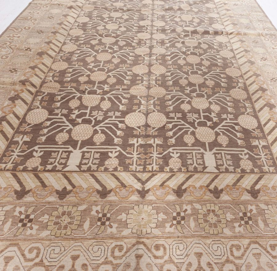 Doris Leslie Blau Collection Samarkand Beige and Brown Hand Knotted Wool Rug N10345