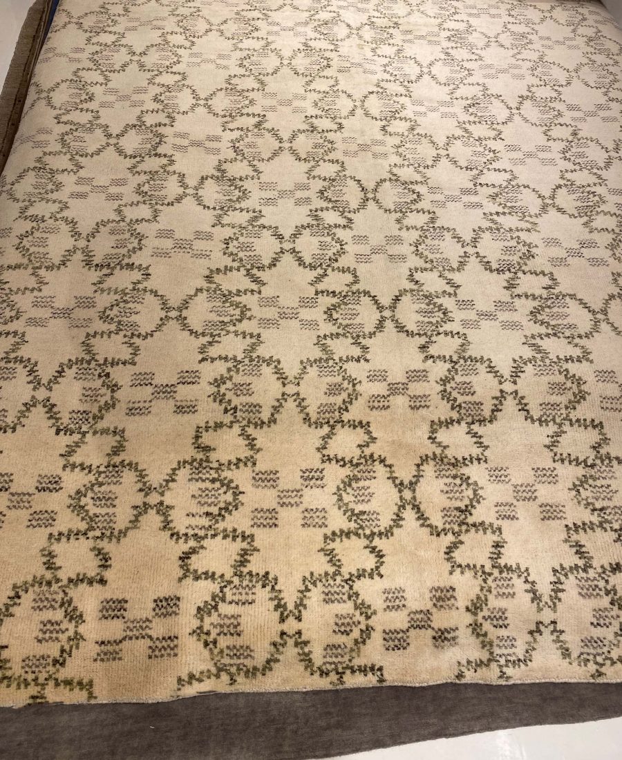 Doris Leslie Blau Collection Modern Paleo Rug in Ivory, Green, and Grey N10476