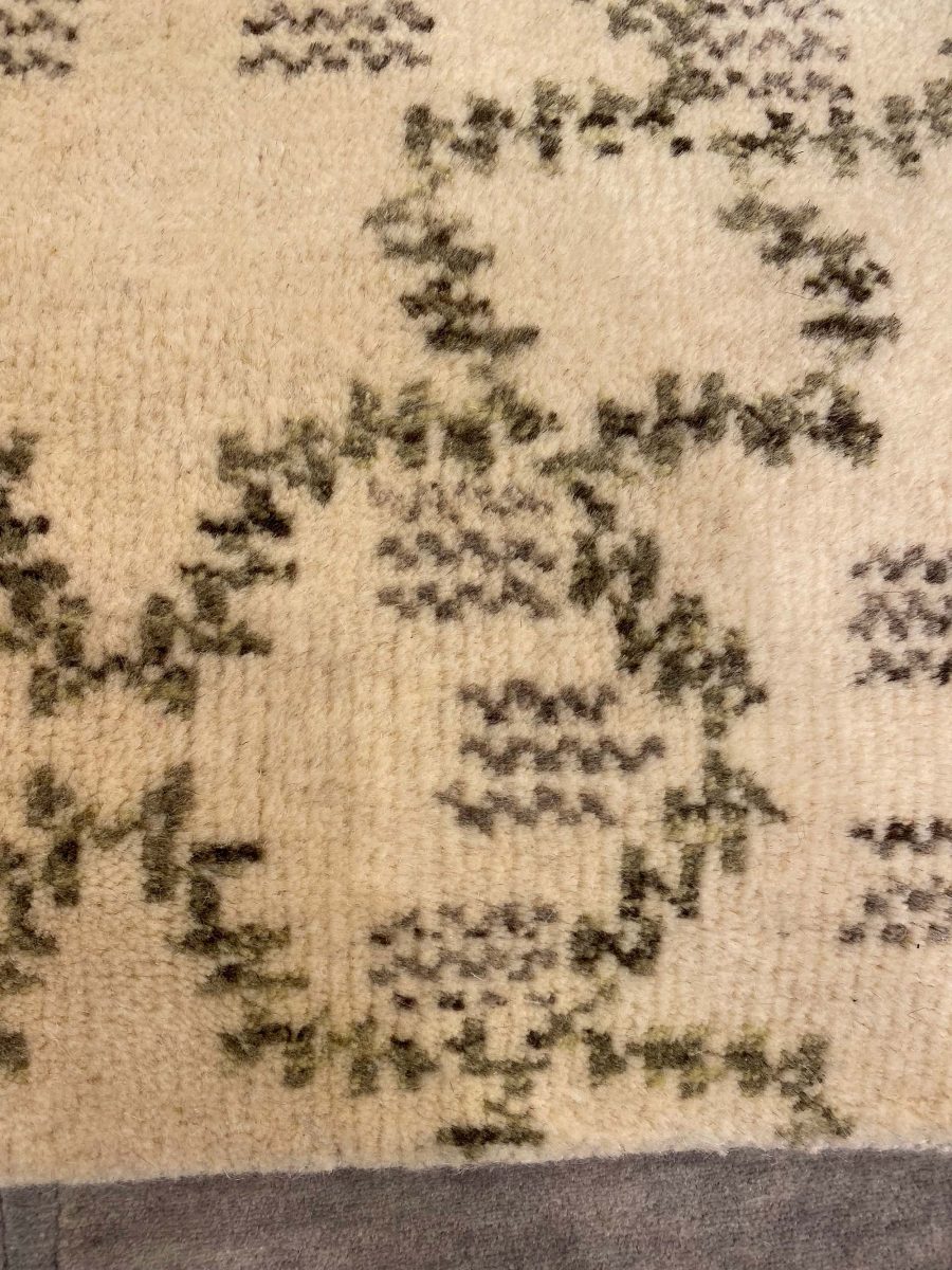 Doris Leslie Blau Collection Modern Paleo Rug in Ivory, Green, and Grey N10476
