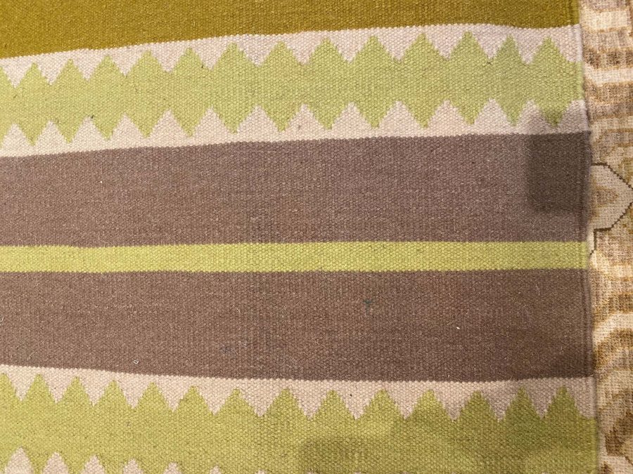 Doris Leslie Blau Collection Modern Striped Sundance Green Handmade Wool Rug N10533