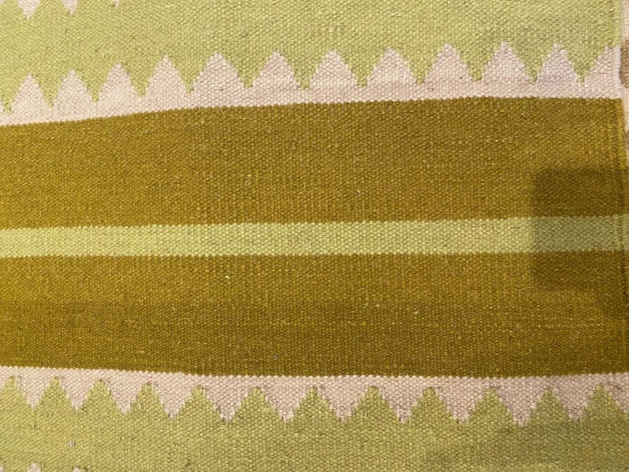 Doris Leslie Blau Collection Modern Striped Sundance Green Handmade Wool Rug N10533