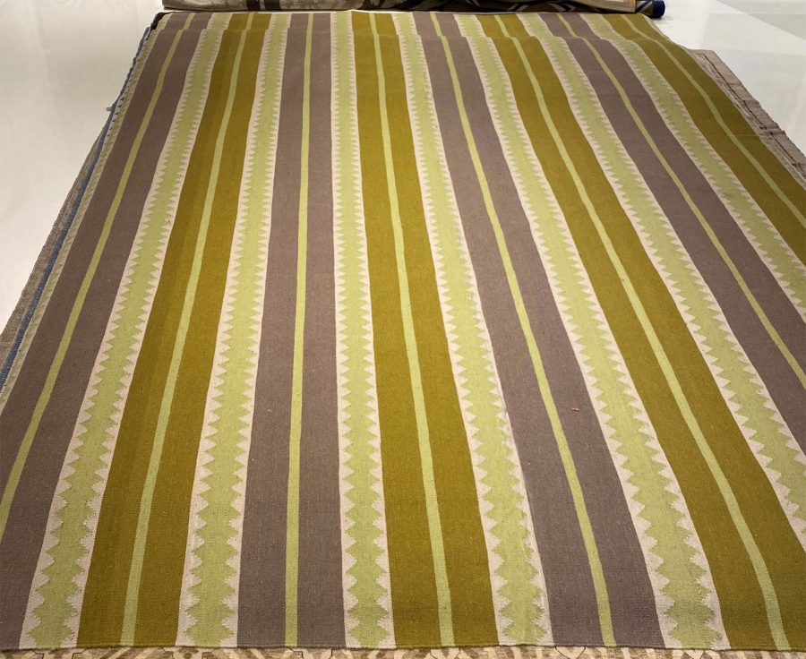 Doris Leslie Blau Collection Modern Striped Sundance Green Handmade Wool Rug N10533