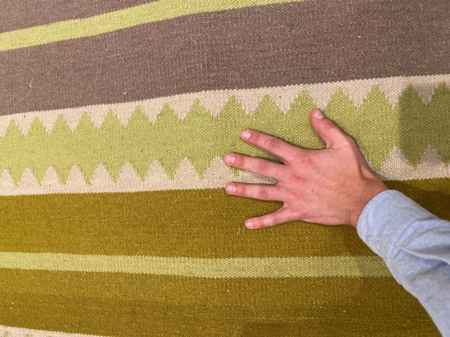 Doris Leslie Blau Collection Modern Striped Sundance Green Handmade Wool Rug N10533