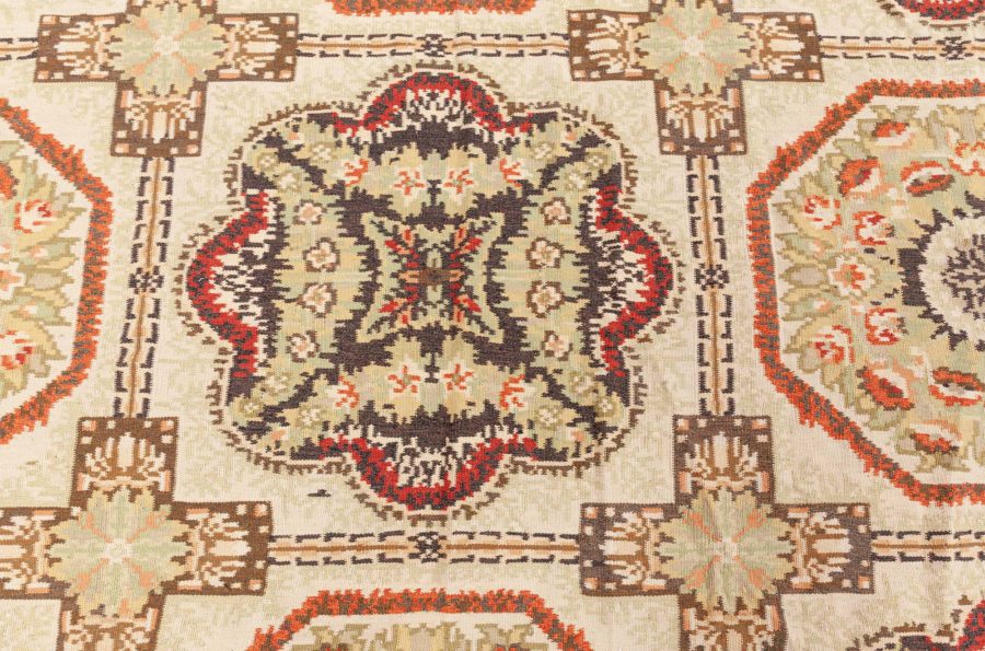 Doris Leslie Blau Collection Bassarabian Floral Beige Brown Orange Handmade Rug N10654