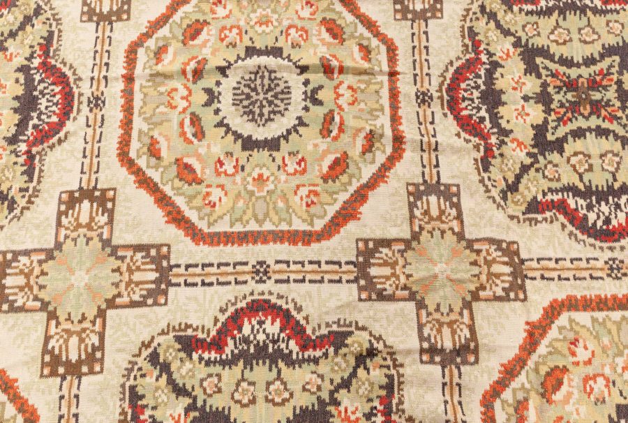 Doris Leslie Blau Collection Bassarabian Floral Beige Brown Orange Handmade Rug N10654