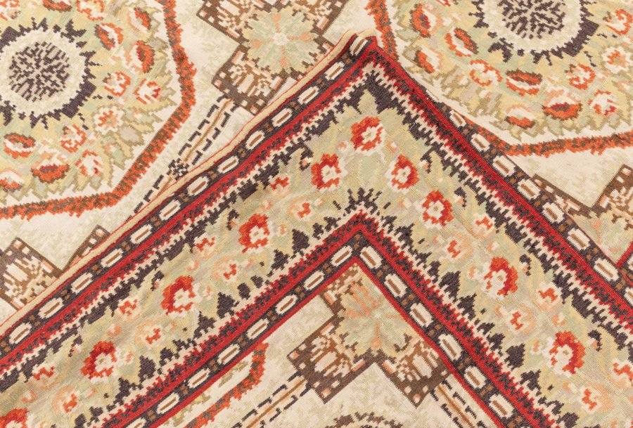 Doris Leslie Blau Collection Bassarabian Floral Beige Brown Orange Handmade Rug N10654