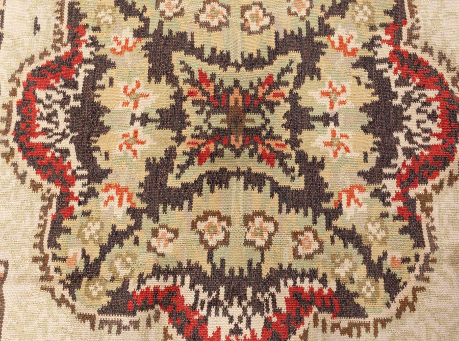 Doris Leslie Blau Collection Bassarabian Floral Beige Brown Orange Handmade Rug N10654