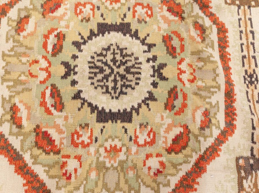 Doris Leslie Blau Collection Bassarabian Floral Beige Brown Orange Handmade Rug N10654