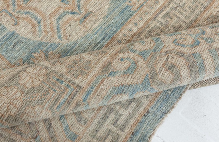 Doris Leslie Blau Collection Samarkand Style Blue Brown Handmade Wool Rug N10673