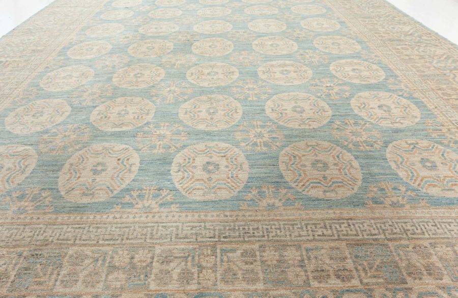 Doris Leslie Blau Collection Samarkand Style Blue Brown Handmade Wool Rug N10673