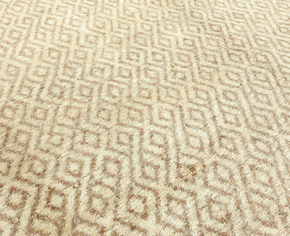 Doris Leslie Blau Collection Sacco Gold and Brown Hand Knotted Hemp Rug N10675