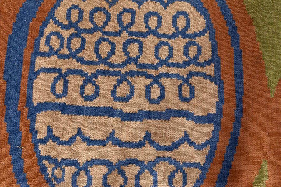 Doris Leslie Blau Collection Green, Brown and Blue Tattoo Rug by Kim Alexandriuk N12763