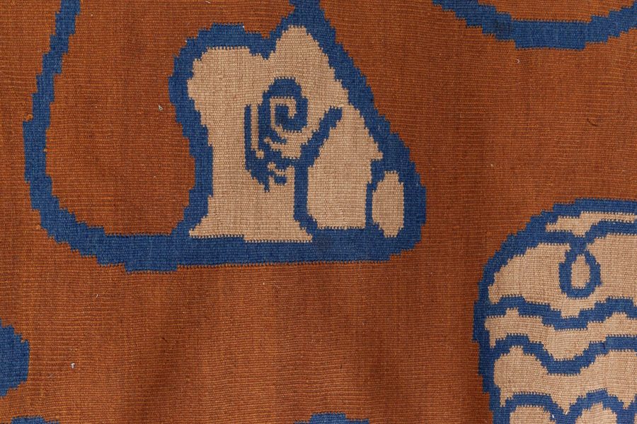 Doris Leslie Blau Collection Green, Brown and Blue Tattoo Rug by Kim Alexandriuk N12763