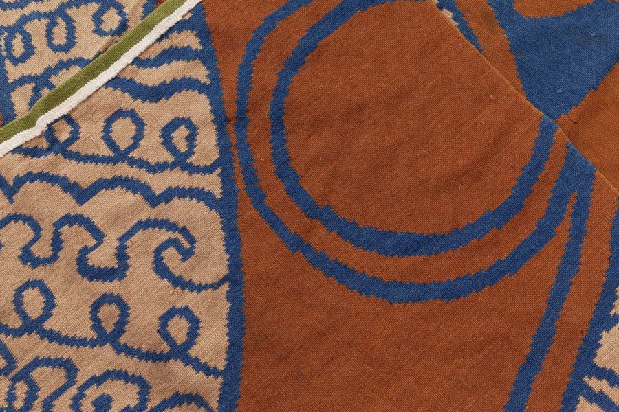 Doris Leslie Blau Collection Green, Brown and Blue Tattoo Rug by Kim Alexandriuk N12763