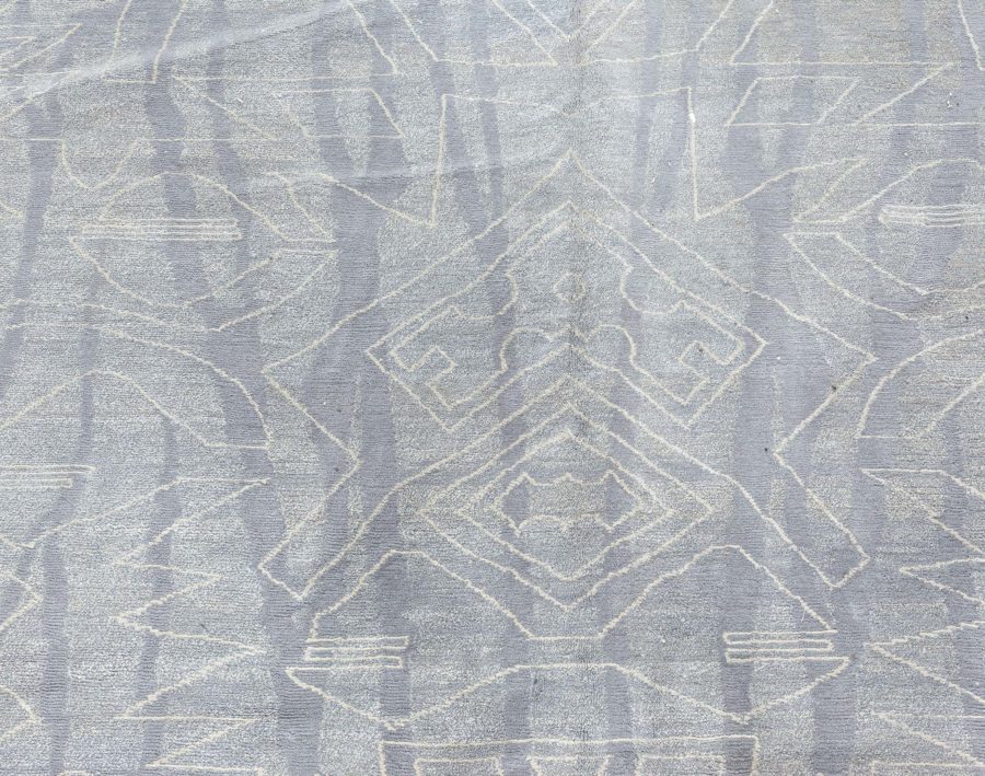 Doris Leslie Blau Collection Modern Eskayel Akimbo Gray and White Wool Rug N10763