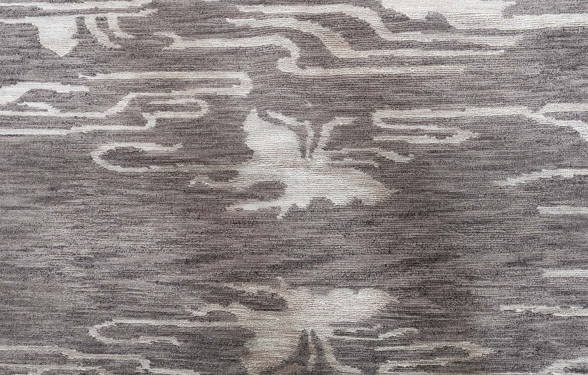 “Ruyi” Modern Art Deco Floral Cream Beige Handmade Wool Rug N10765 “Ruyi” Modern Art Deco Floral Cream Beige Handmade Wool Rug N10765