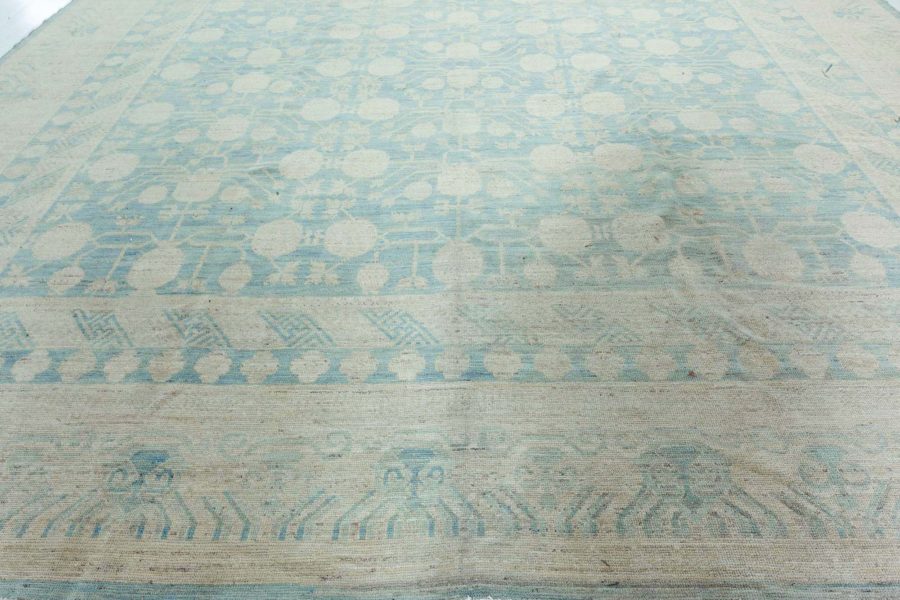 Doris Leslie Blau Collection Samarkand Pastel Blue and Cream Handwoven Wool Rug N10823