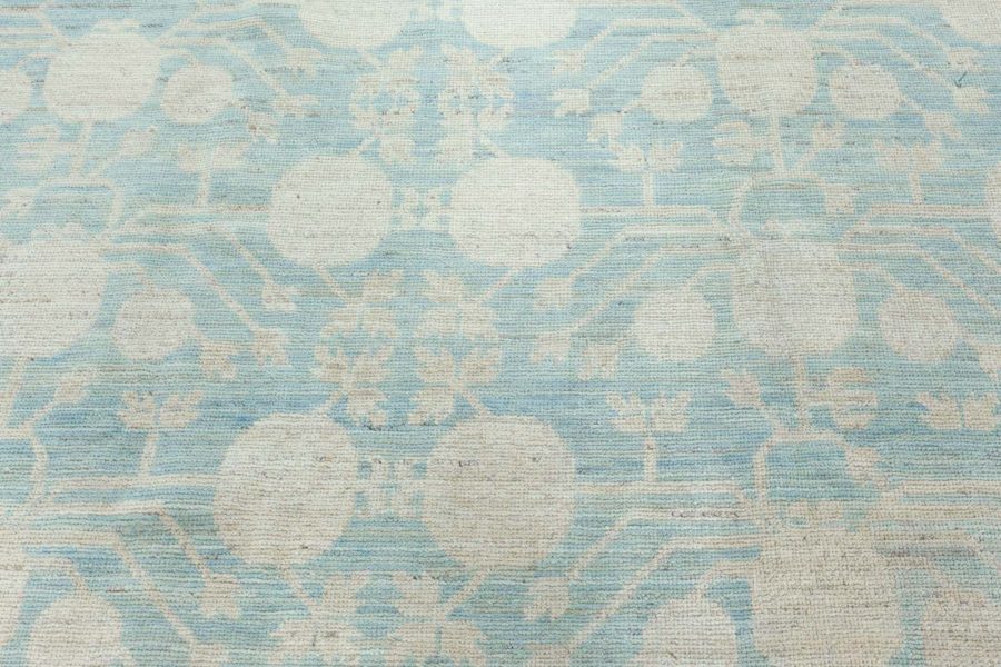 Doris Leslie Blau Collection Samarkand Pastel Blue and Cream Handwoven Wool Rug N10823