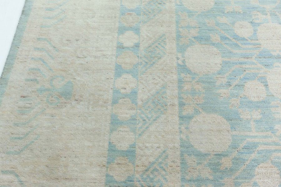 Doris Leslie Blau Collection Samarkand Pastel Blue and Cream Handwoven Wool Rug N10823