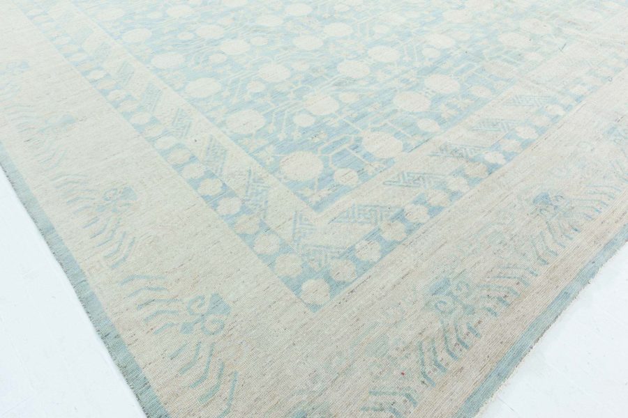 Doris Leslie Blau Collection Samarkand Pastel Blue and Cream Handwoven Wool Rug N10823