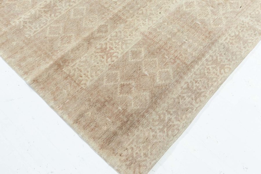 Doris Leslie Blau Collection Samarkand Beige and Brown Handmade Wool Carpet N10826