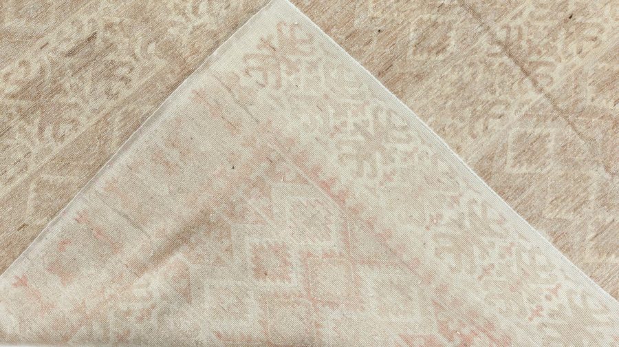 Doris Leslie Blau Collection Samarkand Beige and Brown Handmade Wool Carpet N10826