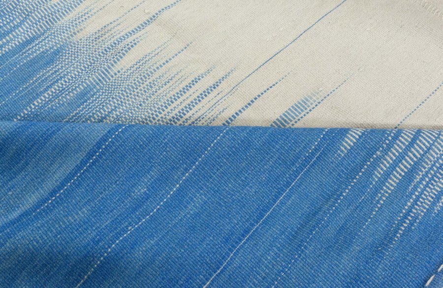 Doris Leslie Blau Collection Turkish Modern Kilim Beige and Blue Wool Rug N10855