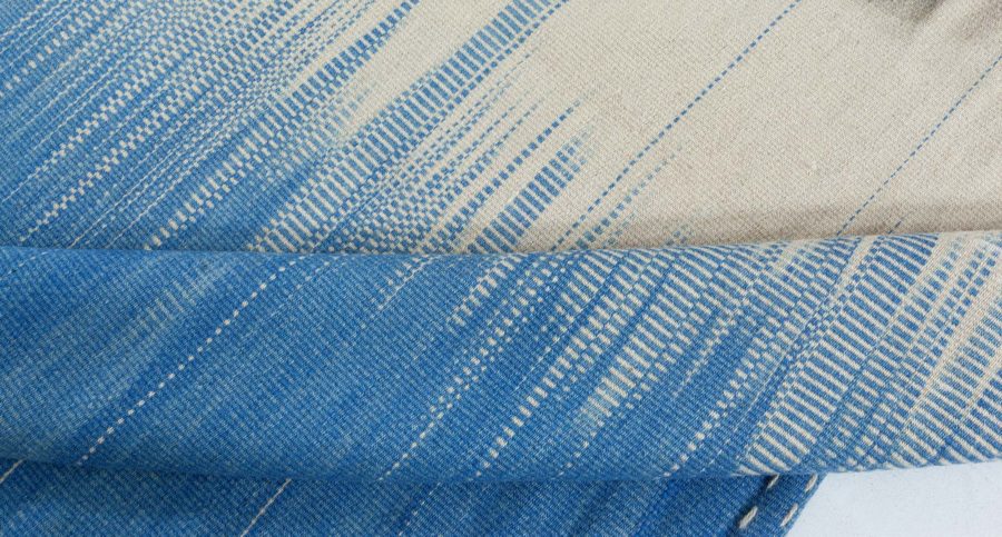 Doris Leslie Blau Collection Turkish Modern Kilim Beige and Blue Wool Rug N10855