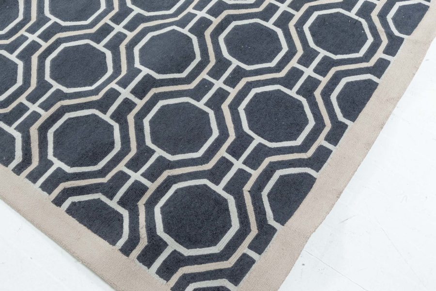 Doris Leslie Blau Collection Modern Geometric Design Rug in White and Black N10908