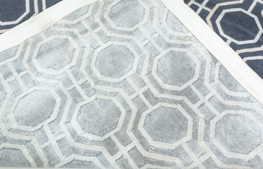 Doris Leslie Blau Collection Modern Geometric Design Rug in White and Black N10908