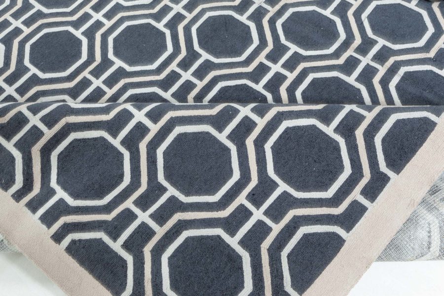 Doris Leslie Blau Collection Modern Geometric Design Rug in White and Black N10908