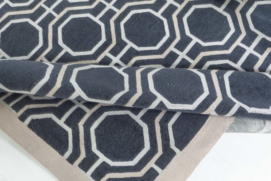 Doris Leslie Blau Collection Modern Geometric Design Rug in White and Black N10908