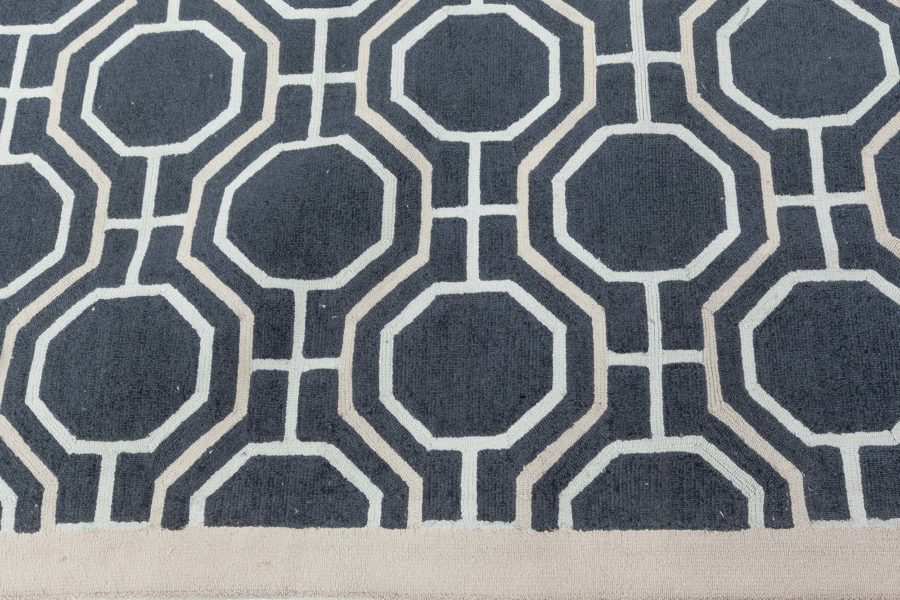 Doris Leslie Blau Collection Modern Geometric Design Rug in White and Black N10908