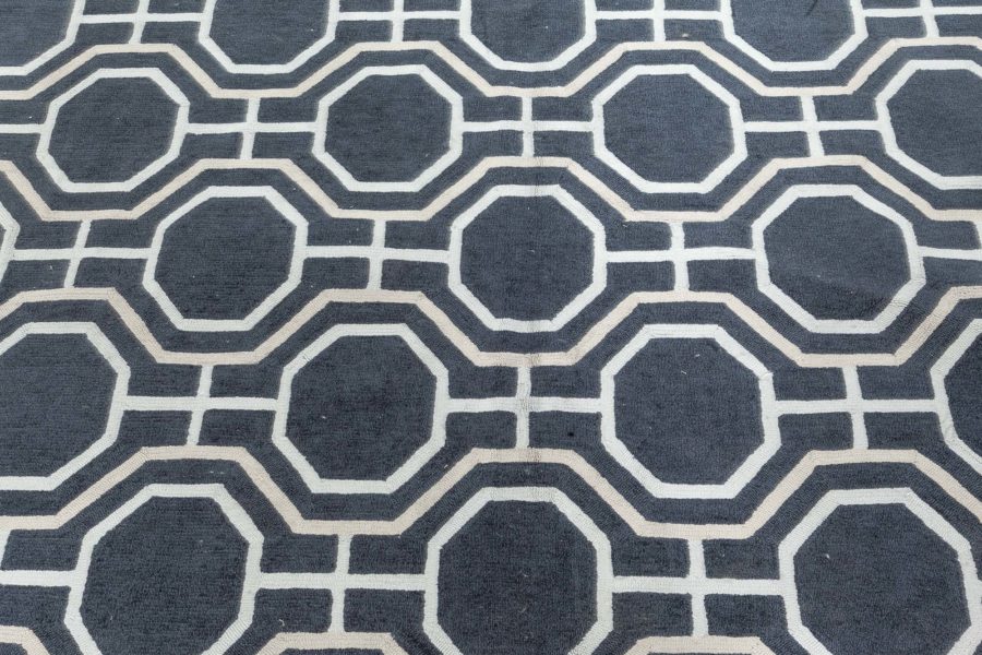 Doris Leslie Blau Collection Modern Geometric Design Rug in White and Black N10908