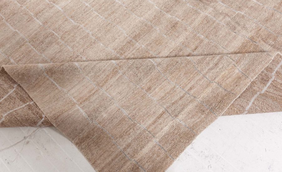 Doris Leslie Blau Collection Modern Striped Dark Brown, Gray Handmade Hemp Rug N10938