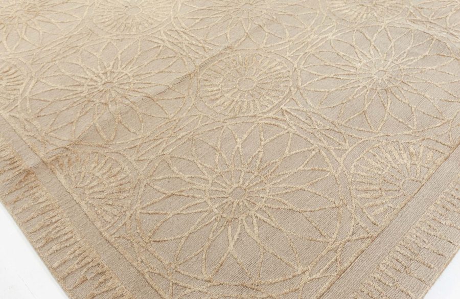 Doris Leslie Blau Collection Flower Garden Beige Silk Rug by Suzanne Lovell N10942