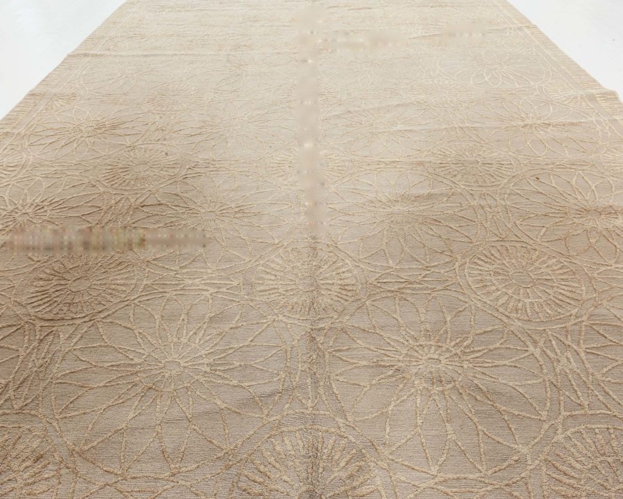 Doris Leslie Blau Collection Flower Garden Beige Silk Rug by Suzanne Lovell N10942