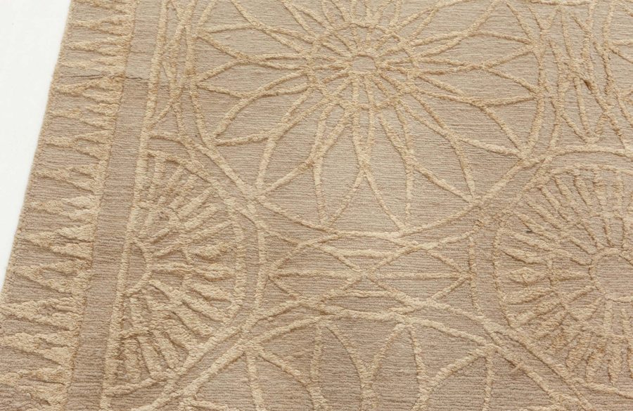 Doris Leslie Blau Collection Flower Garden Beige Silk Rug by Suzanne Lovell N10942