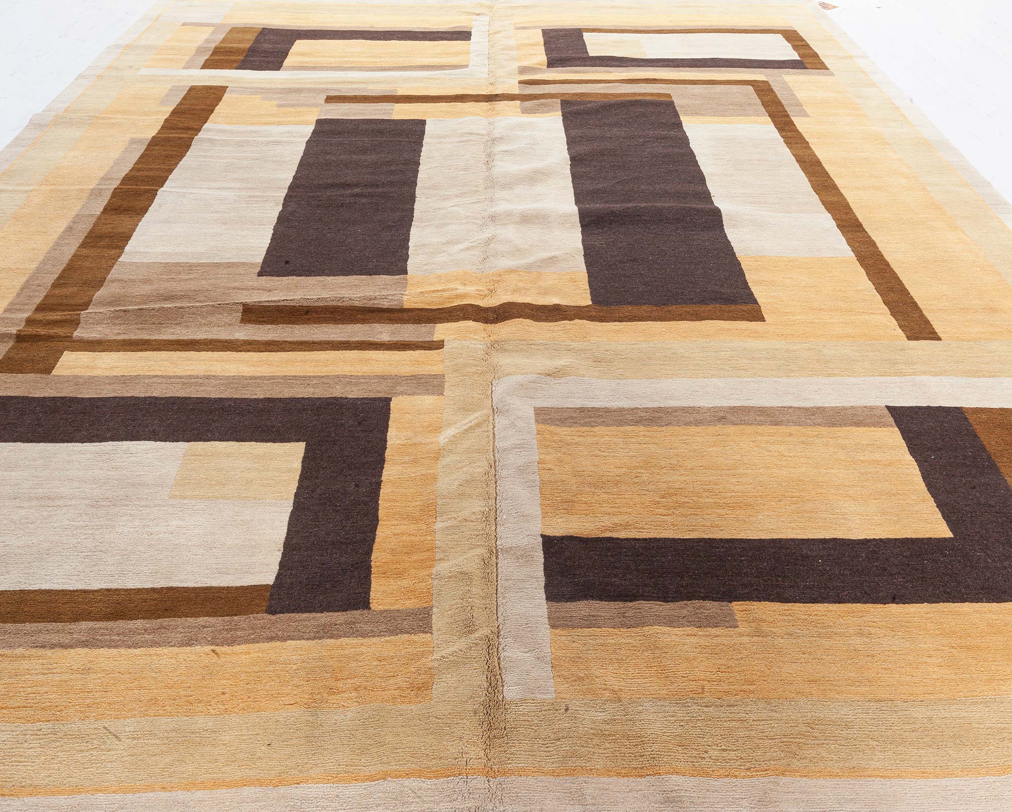Modern Art Deco-Inspired Wool Rug N10944 Modern Art Deco-Inspired Wool Rug N10944