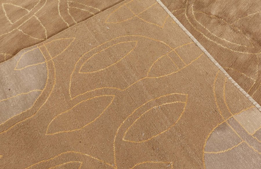 Doris Leslie Blau Collection Art Deco Inspired Tibetan Rug in Brown and Beige N12739
