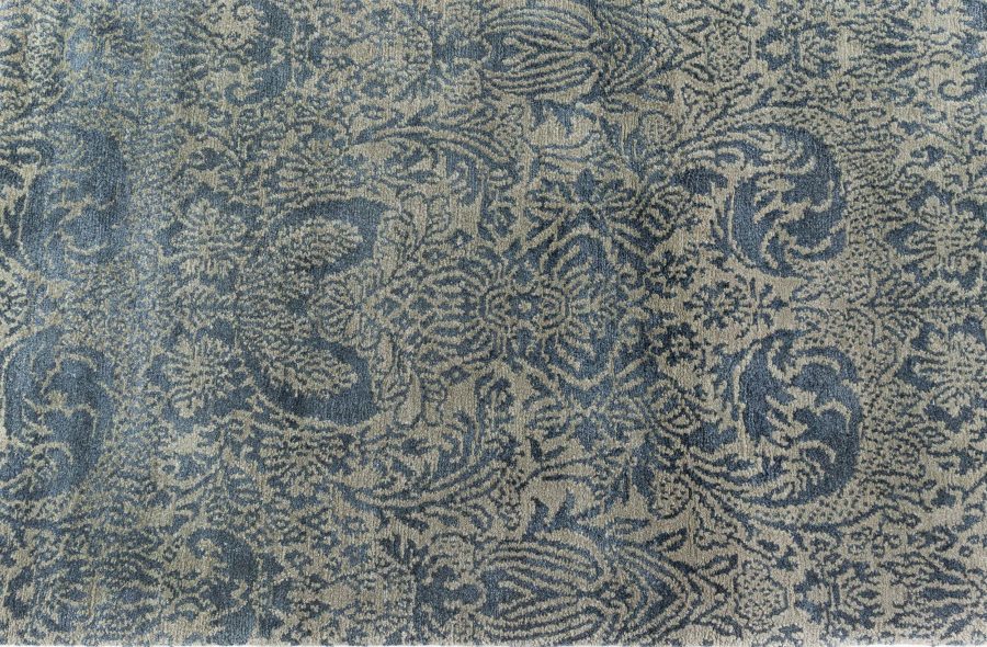 Doris Leslie Blau Collection S10 Tibetan Floral Design Rug in Dark Green & Gold N10996