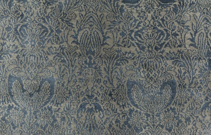 Doris Leslie Blau Collection S10 Tibetan Floral Design Rug in Dark Green & Gold N10996