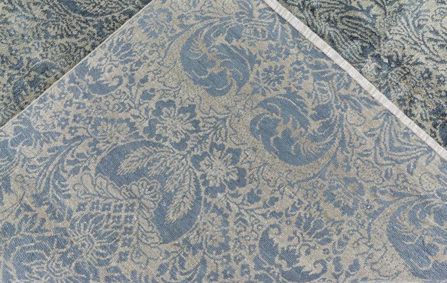 Doris Leslie Blau Collection S10 Tibetan Floral Design Rug in Dark Green & Gold N10996
