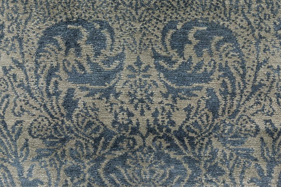 Doris Leslie Blau Collection S10 Tibetan Floral Design Rug in Dark Green & Gold N10996