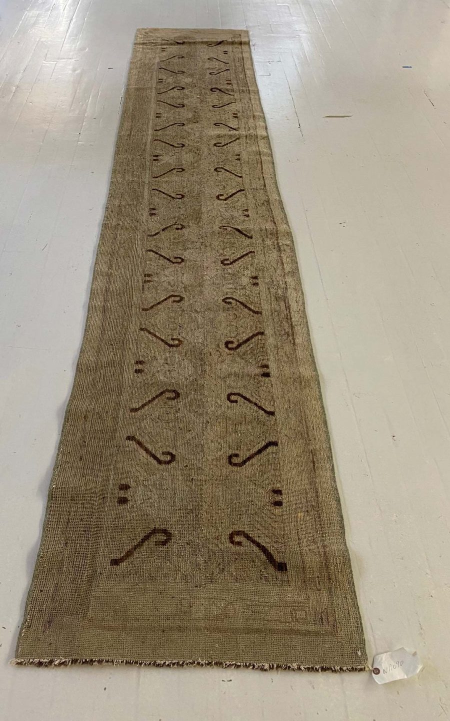 Doris Leslie Blau Collection Samarkand Abstract Brown Handmade Wool Runner N11090