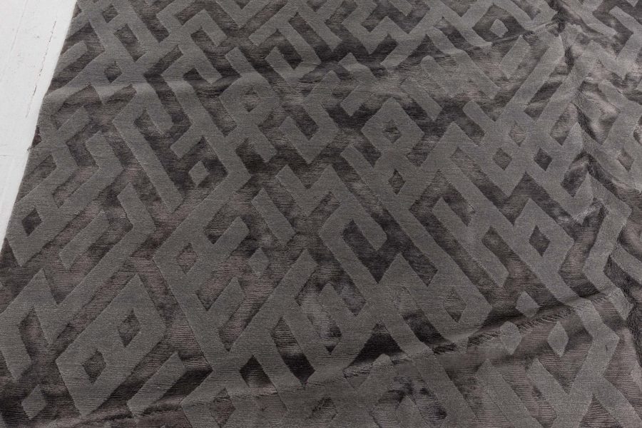 Doris Leslie Blau Collection Tibetan Geometric Gray Handmade Silk Rug N11125