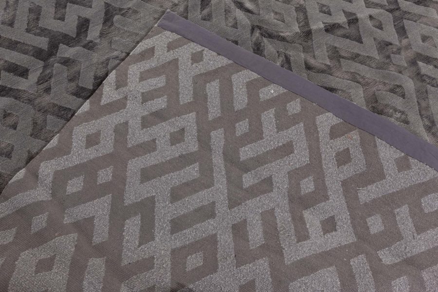 Doris Leslie Blau Collection Tibetan Geometric Gray Handmade Silk Rug N11125