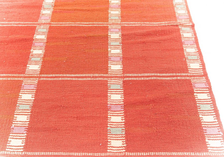 Doris Leslie Blau Collection Oversized Swedish Style Red, Orange Flat-weave Rug N11132